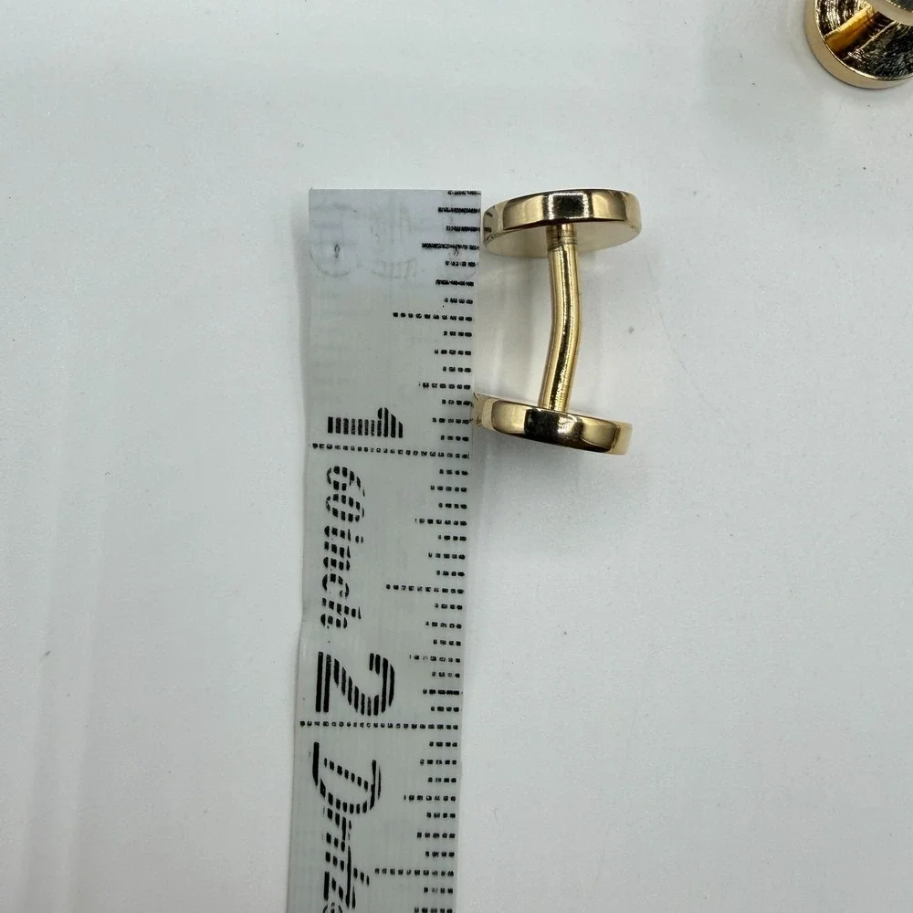 Gold Tone Tuxedo Stud Cufflink Set Black Mother of Pearl Formal Dress Shirt